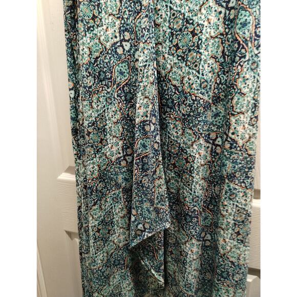 Catherines Size 22/24W (2X) Green Blue Boho Mosaic Floral Sleeveless Midi Dress - Picture 4 of 5